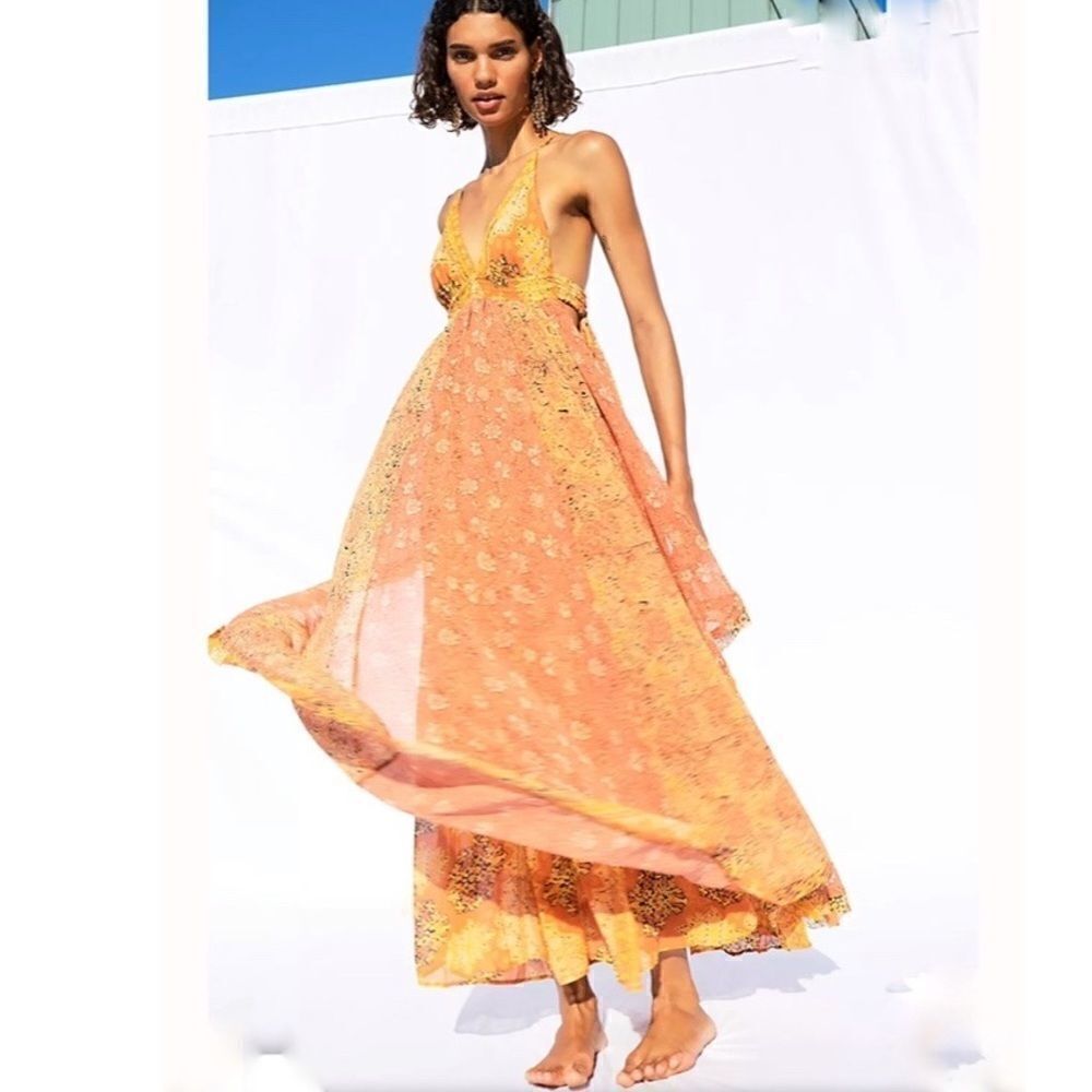 Free people Chiffon Meredith Maxi Dress